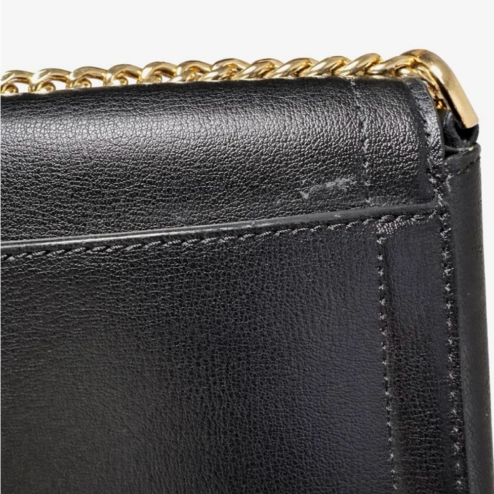 Michael Kors Kinsley Black Leather Crossbody Bag Gold Chain Classic Purse Medium - Picture 4 of 8